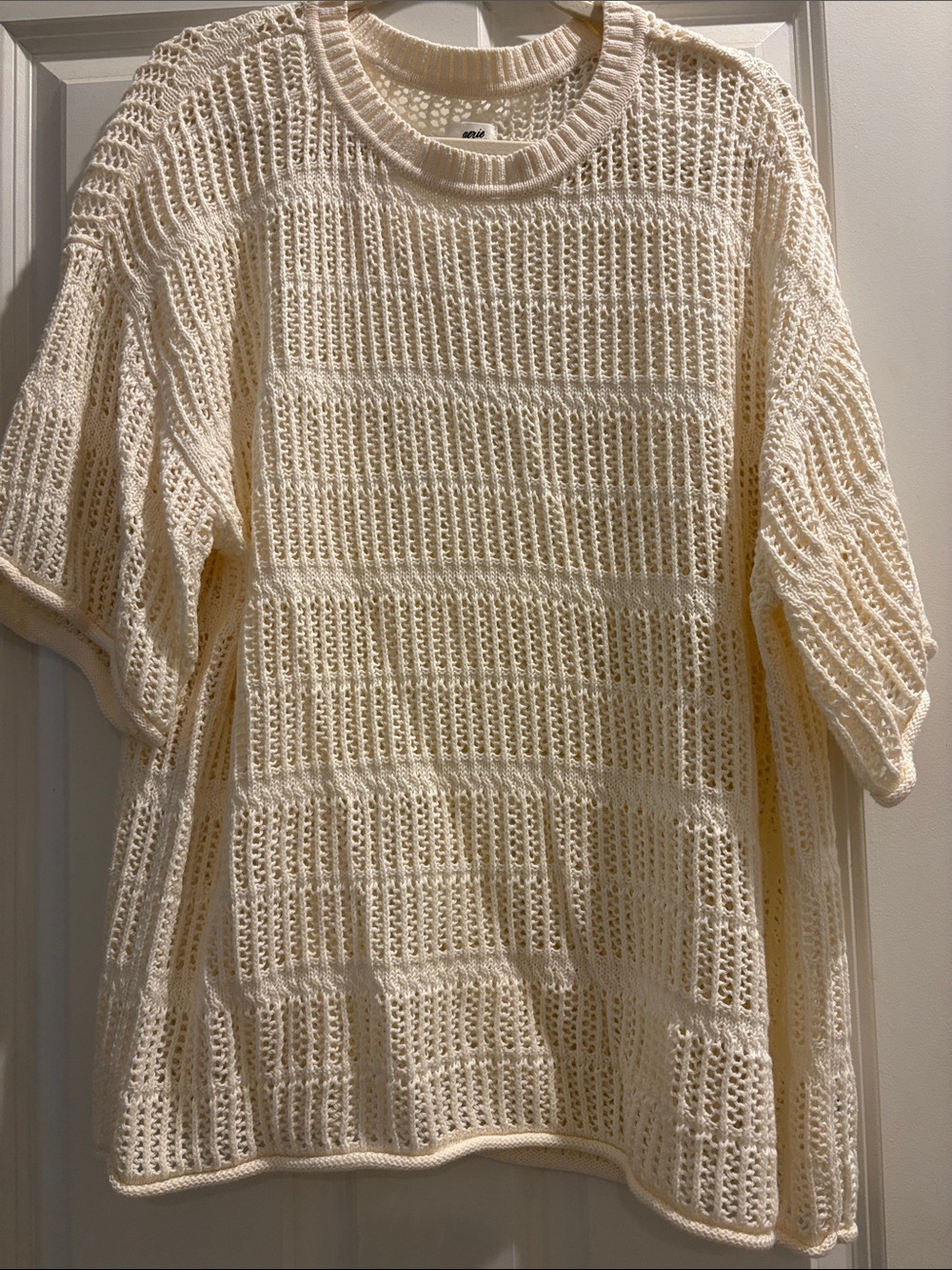 Aerie Cream Short Sleeve Sweater
